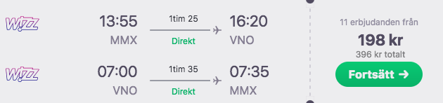 Flight to Vilnius