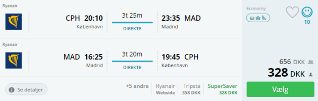Copenhagen to Madrid