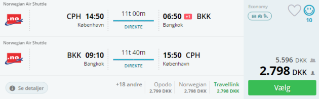 Copenhagen to Bangkok