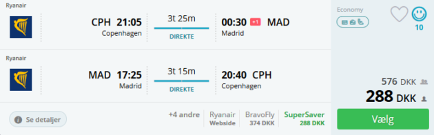Flight Copenhagen Madrid